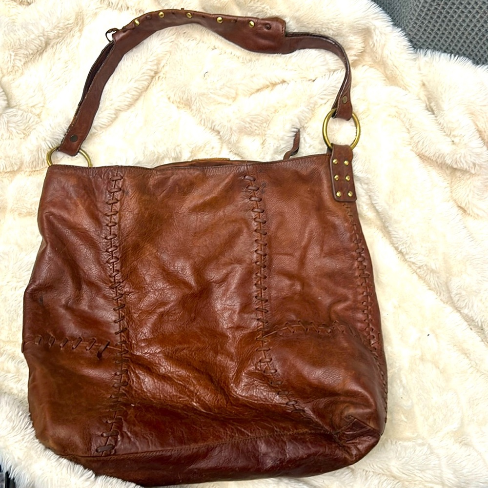Sabina New York Brown leather shoulder bag large, good condition